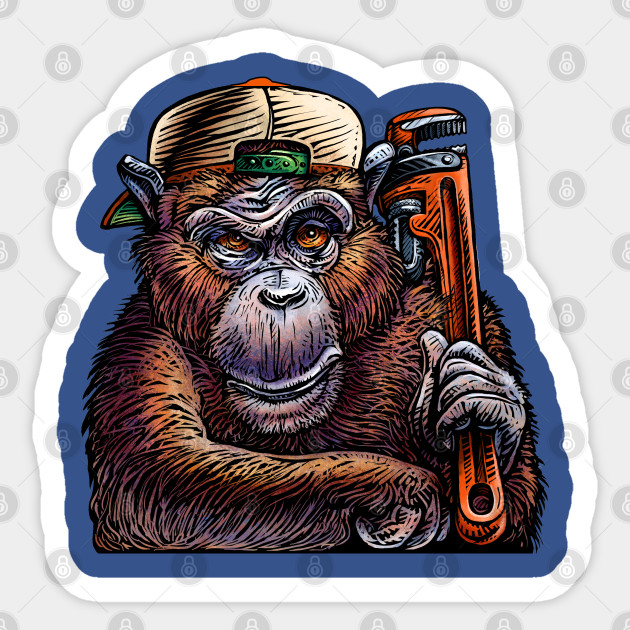 Monkey Wrench Monkey Sticker TeePublic